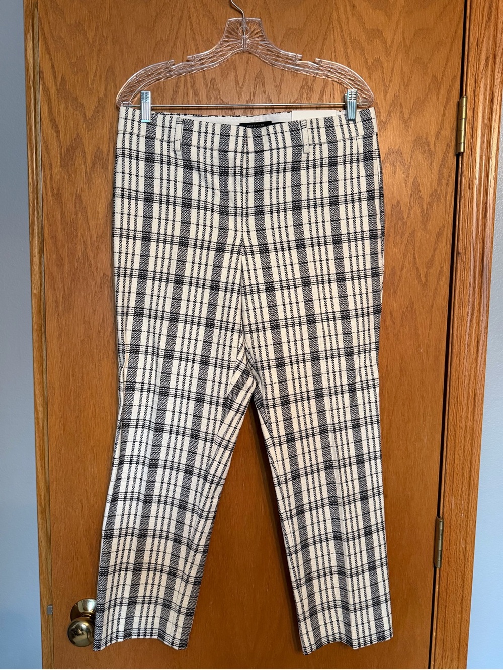 Ann Taylor Black & White Plaid Chinos